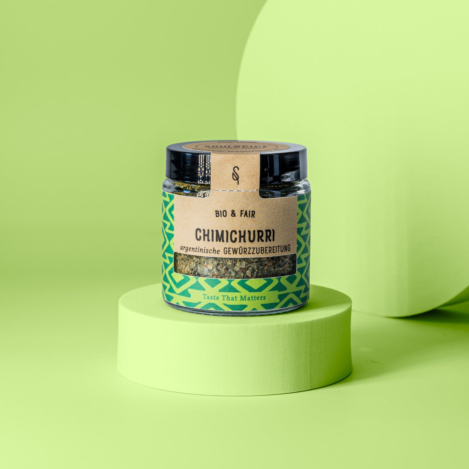 Grünes Glas mit Chimichurri Gewürz