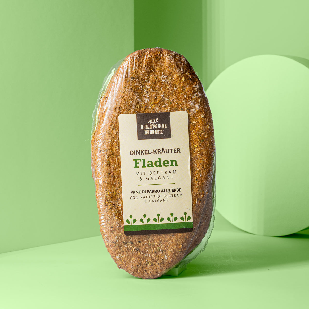 Dinkel-Kraeuter Fladen verpackt.