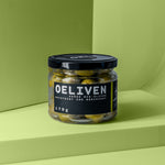 Glas Grüne Bio-Oliven entsteint