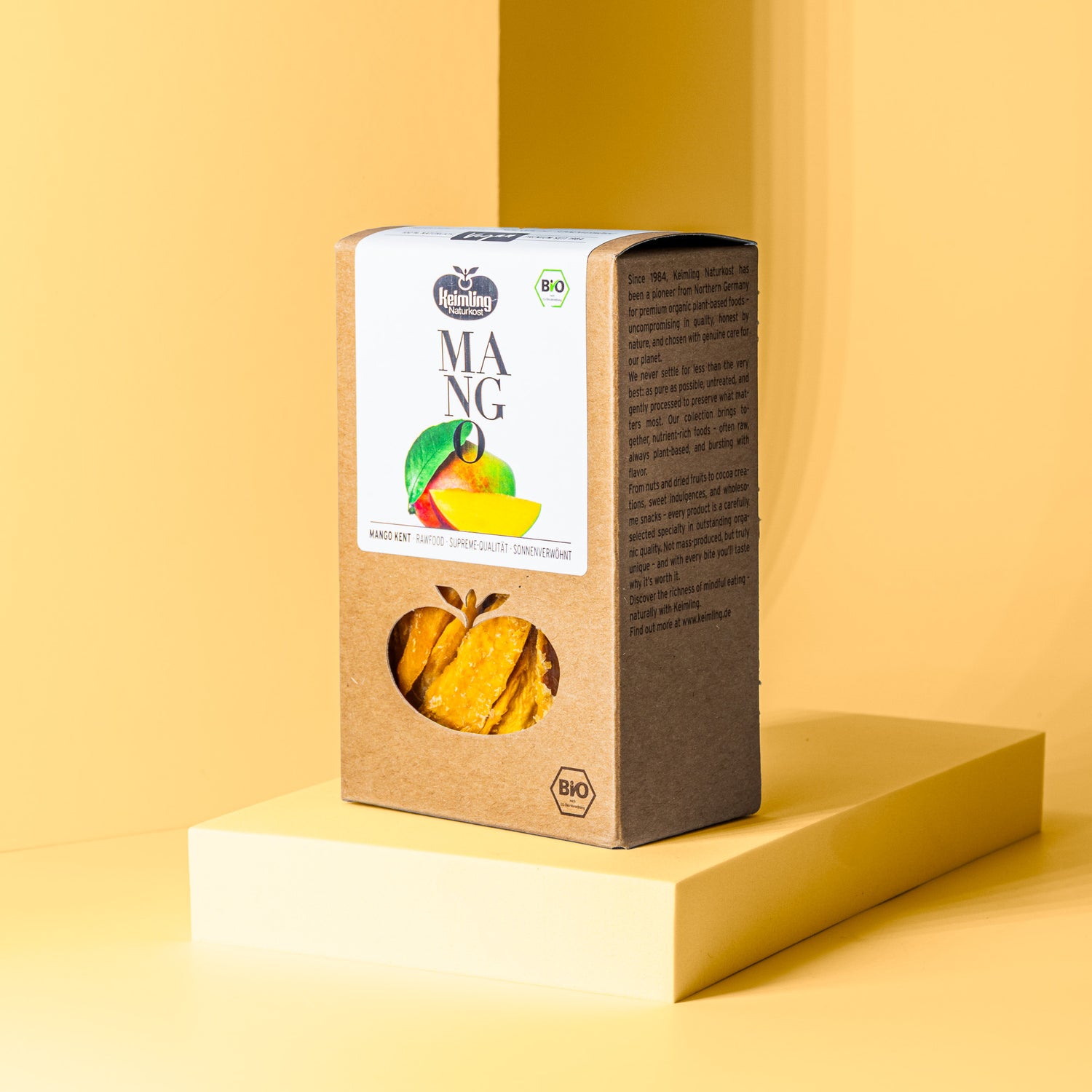 Mango Kent in Faltschachtel aus Pappkarton.