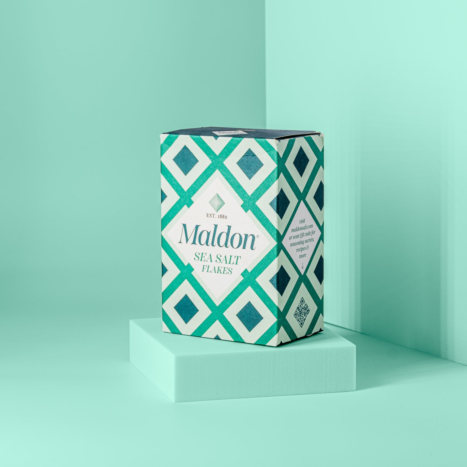 Grüne Packung Meersalzflocken von Maldon