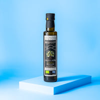 Schwarze Flasche Olivenöl Extra Nativ 250ml von Patrinia Korinth.