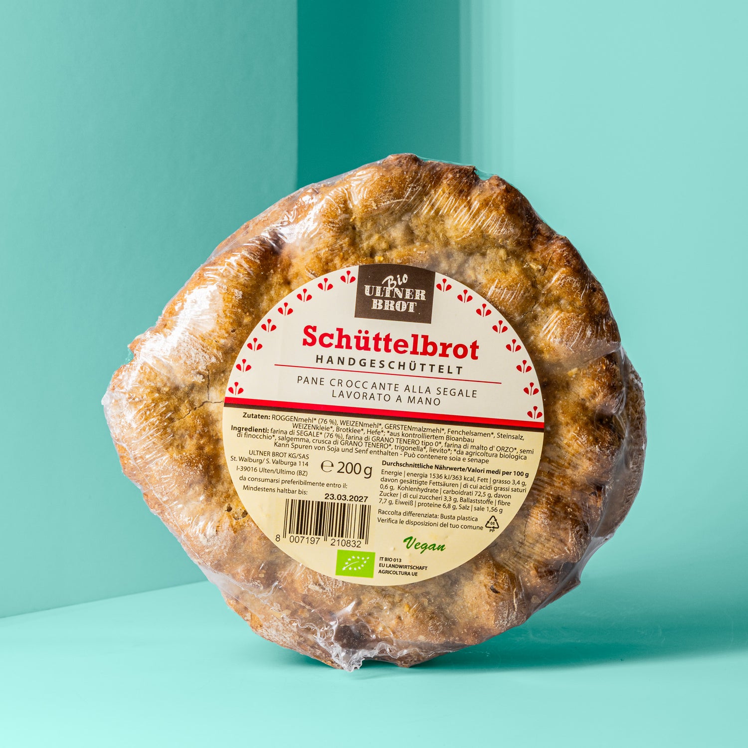 Packung Schüttelbrot handgeschüttelt