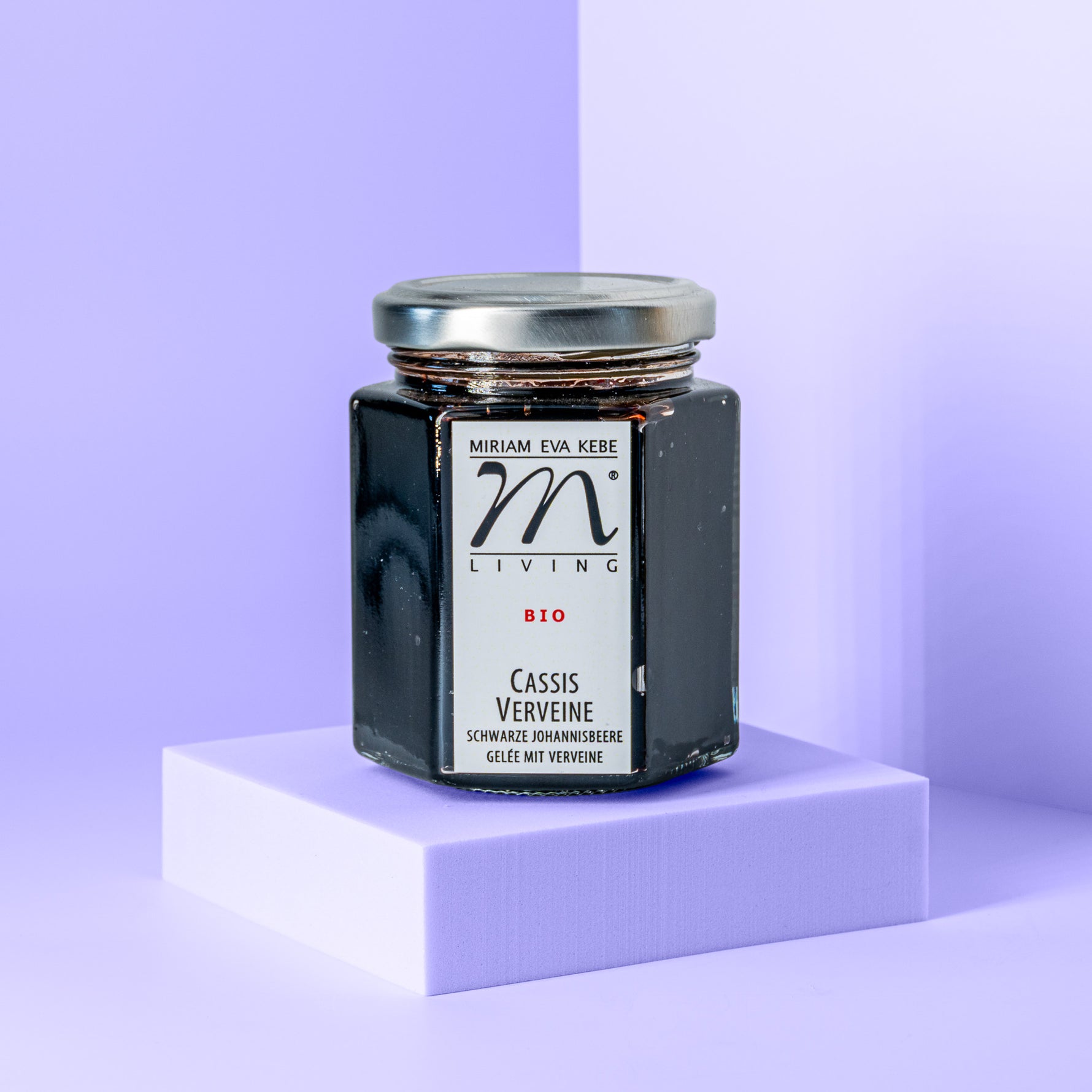 Glas Schwarzes Johannisbeere Gelée mit Verveine